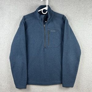 Simms Fishing‎ Products Sweater Mens Small Blue 1/4 Zip Ribbed Chest Pocket